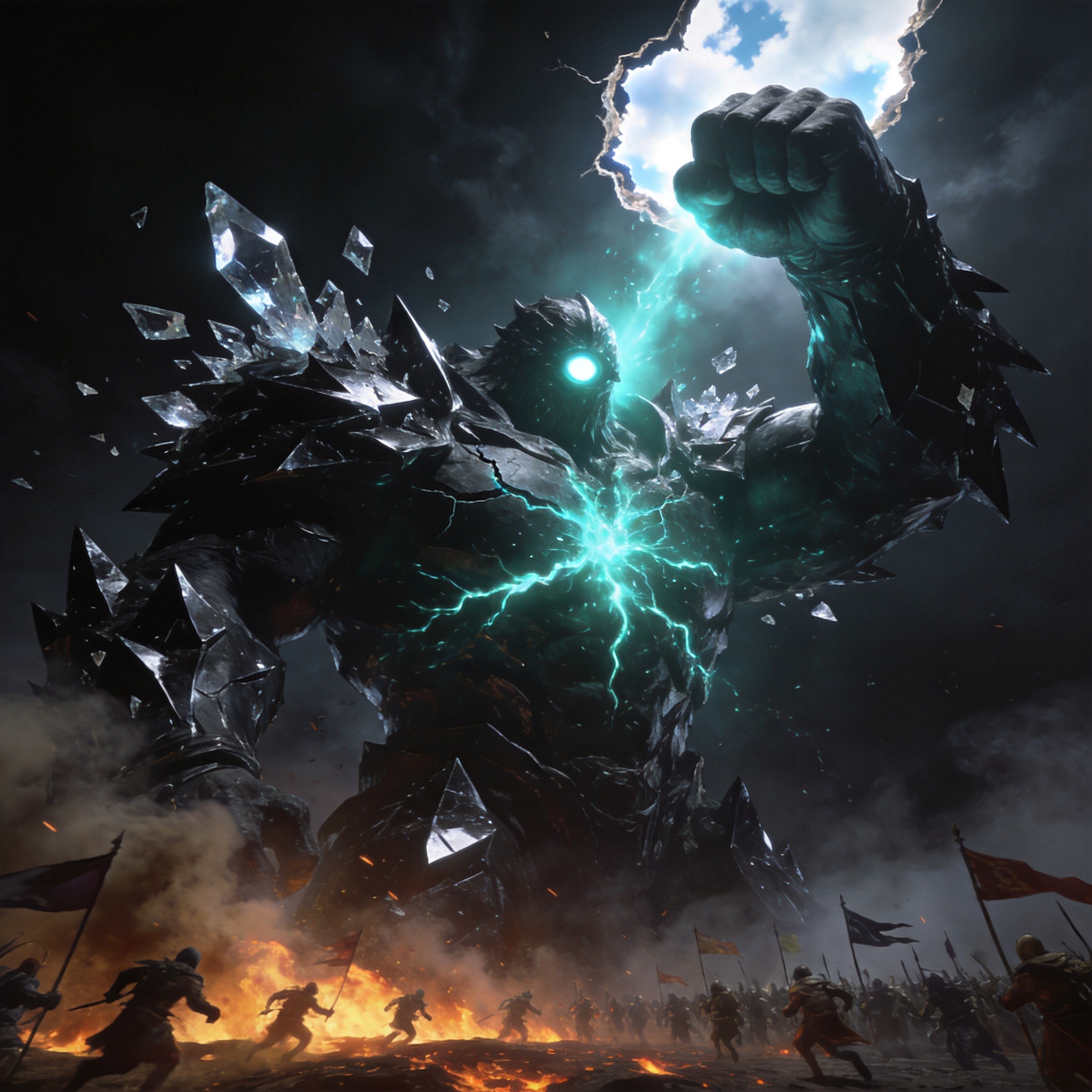 World boss reveal &mdash; the Shard-Golem wakes beneath the Ninth Rift