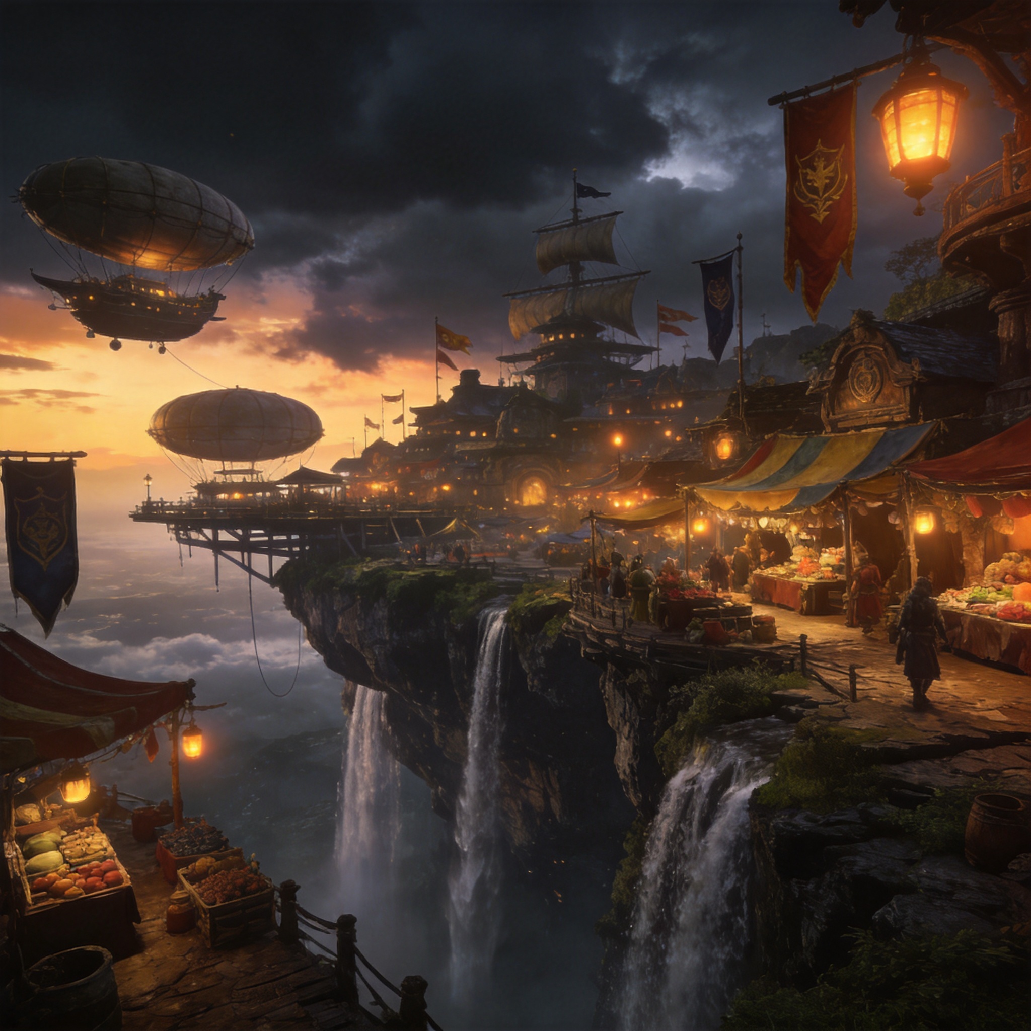 The Skyport of Kaldrin &mdash; a floating guild hub above the void